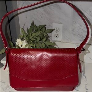 Chic Red Perforated Shoulder Bag